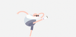 'Kick Push', a funny animated GIF by Swedish graphic designer and illustrator Markus Magnusson.