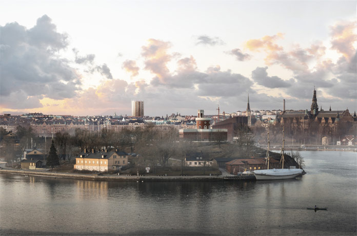 Stockholm city view with the building in the back.