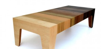 A coffee table made of MDF and ten types of veneer to create a stunning gradient effect.