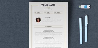 A modern, linear resume template by estart