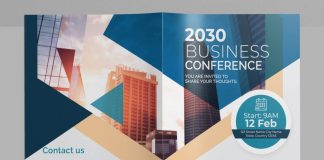 Conference Bi-fold Brochure Template for Adobe Illustrator.