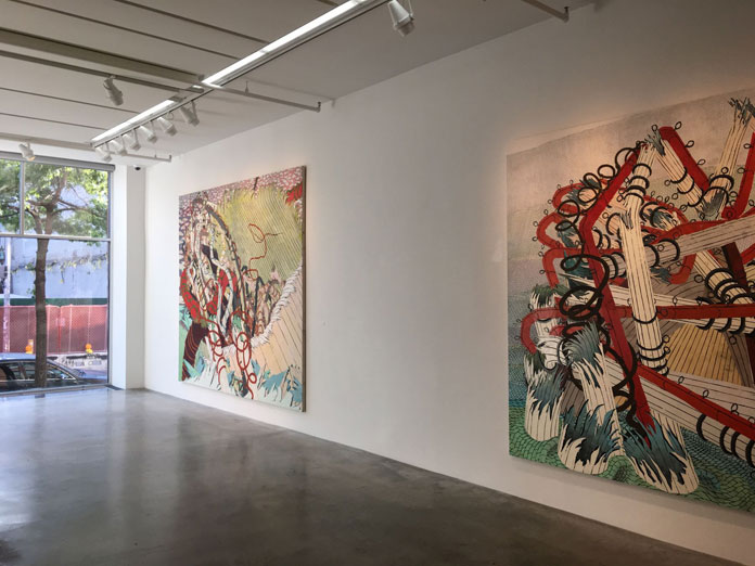 Exhibition view with paintings by Brooklyn based artist Andy Piedilato at Danese/Corey. Exhibition view with paintings by Brooklyn based artist Andy Piedilato at Danese/Corey.