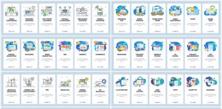 Illustrated vector banner template for websites and mobile app designs.