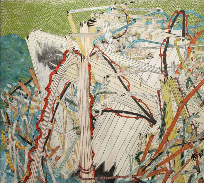 Large, imposing paintings by Andy Piedilato.