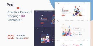 Prokit, a personal portfolio Elementor WordPress template kit.