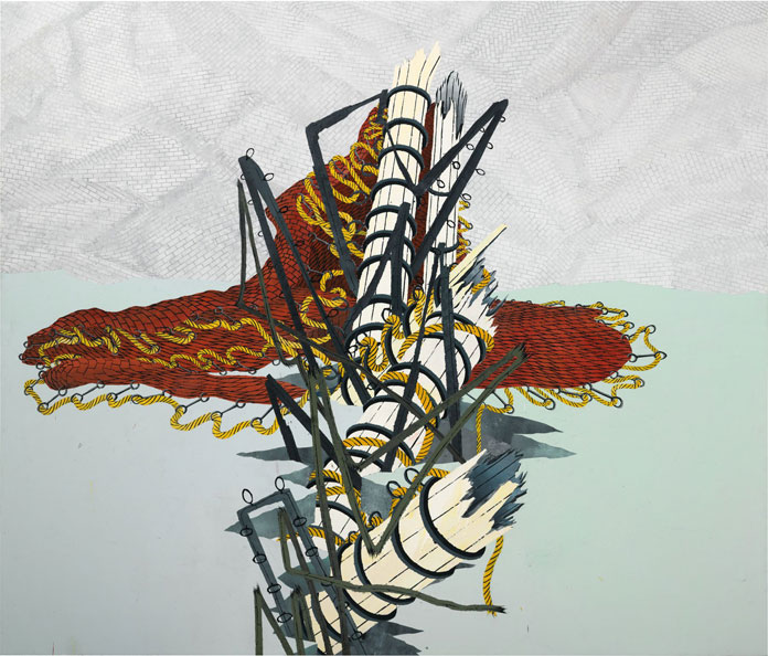 Semi-abstract painting on canvas.