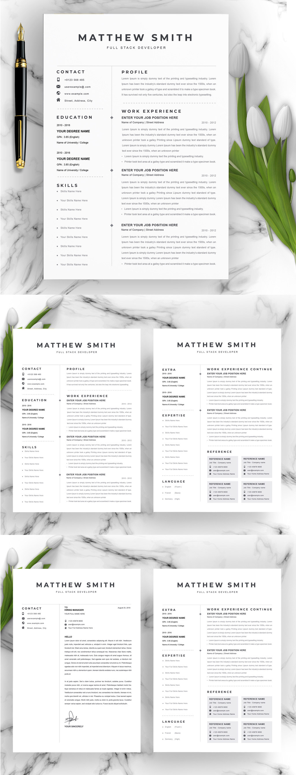 Simple Resume Adobe InDesign Template