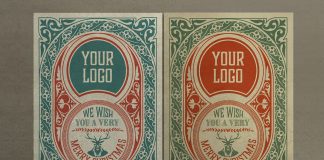 Vintage Christmas Greeting Card Template for Adobe Illustrator