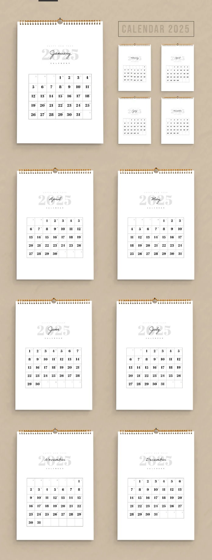 2025 Calendar Design Template in a Uniform Layout by ContestDesign for Adobe InDesign