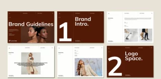 A Modern and Minimalist Brand Guidelines Layout by PixWork with 22 Customizable Pages in Adobe InDesign