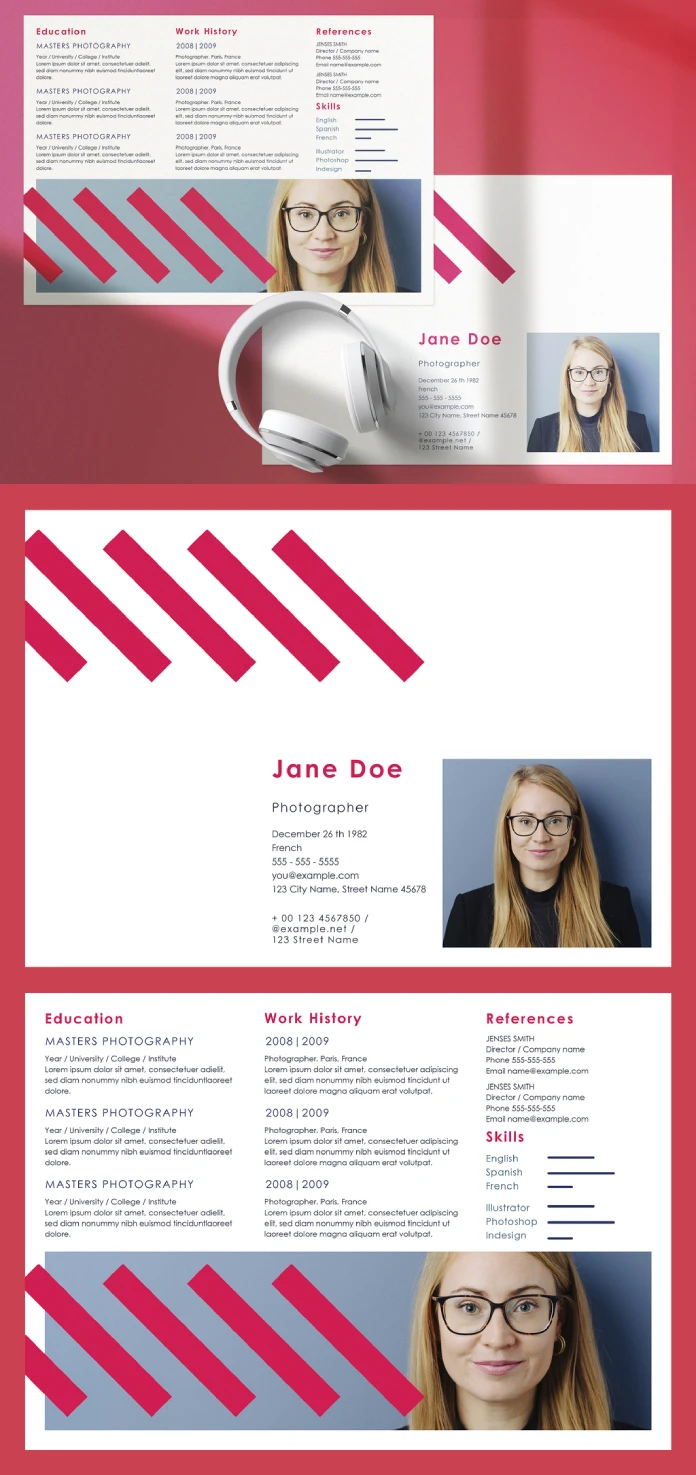 A Unique Professional Curriculum Vitae (Resume) Template in A4 Landscape Format by Roverto Castillo for Adobe InDesign