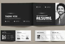 A Clean Black and White Resume Booklet Design Template for Adobe InDesign
