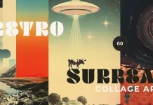 Download 60 collage art prints by Lana Elanor in a surreal retro-futurstic style