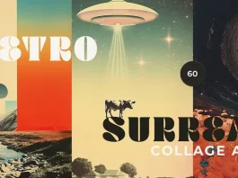 Download 60 collage art prints by Lana Elanor in a surreal retro-futurstic style