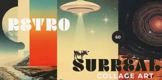 Download 60 collage art prints by Lana Elanor in a surreal retro-futurstic style