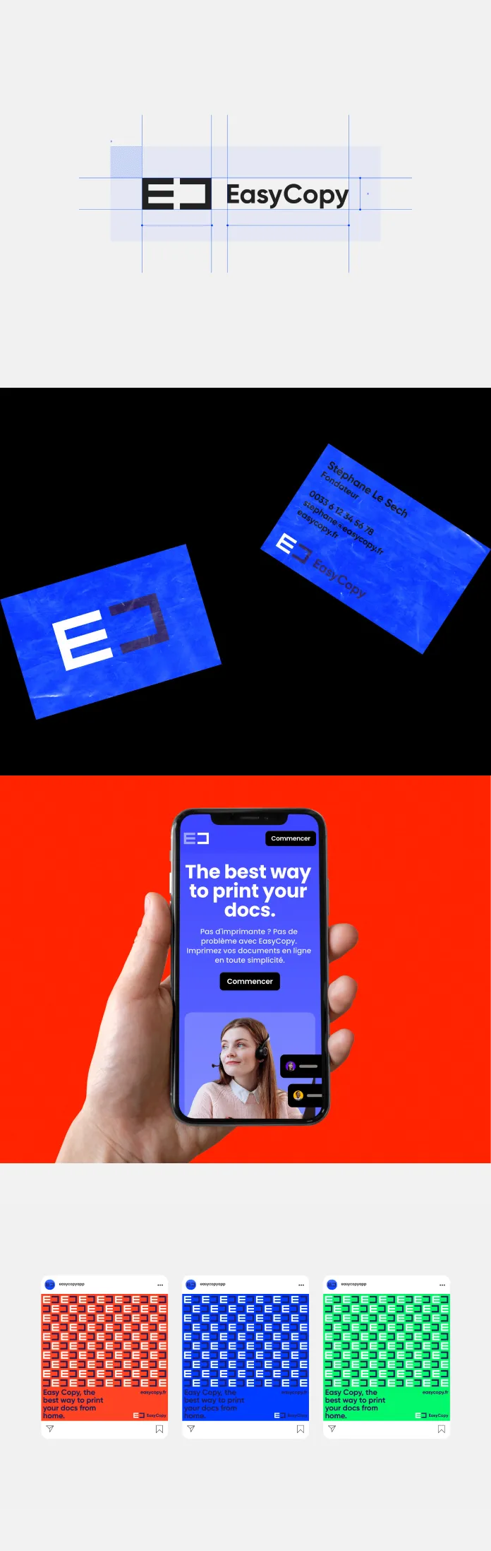 Easy Copy visual identity design by Palantis