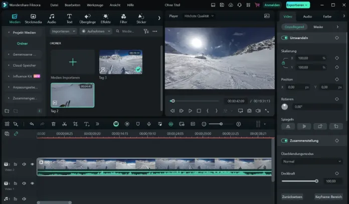 Editing my video of an amazing ski day with Wondershare Filmora 13