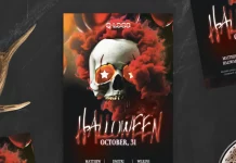 Halloween Skull Flyer Template for Adobe Photoshop