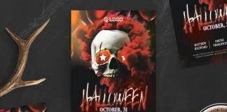 Halloween Skull Flyer Template for Adobe Photoshop