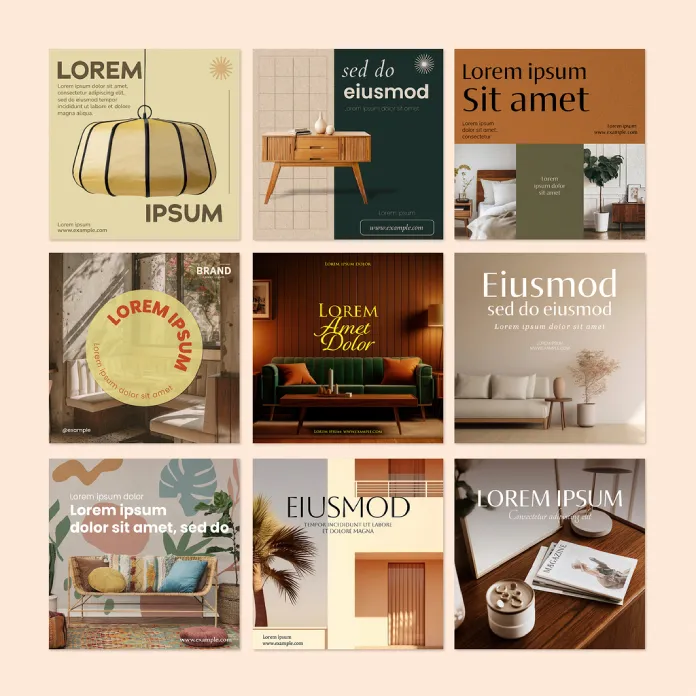 Interior Social Media Post Templates by rawpixel