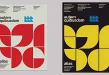 Minimalist Swiss Graphic Design-inspired Poster Template with Bauhaus Abstract Shapes by Blackcatstudio