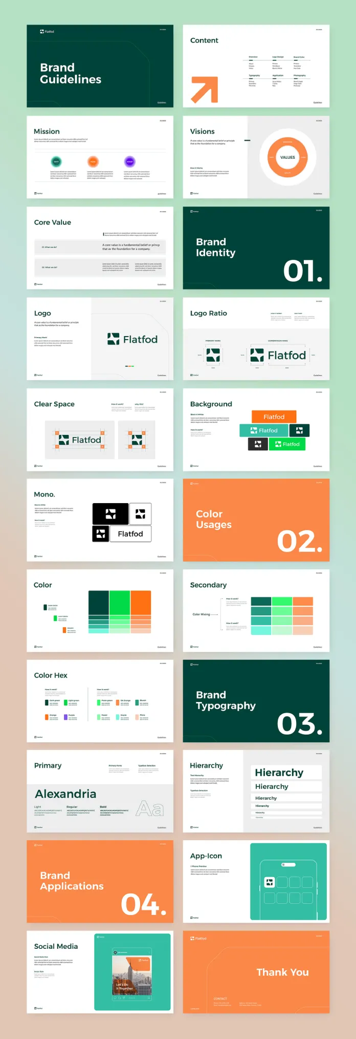 Modern, Clean, and Colorful Brand Guidelines Design Template by GraphyPix for Screen and Online Presentations