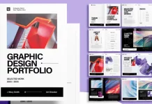 Modern Graphic Design Portfolio Template with Black and Light Gray Accents by Sirisako