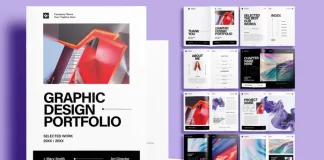 Modern Graphic Design Portfolio Template with Black and Light Gray Accents by Sirisako