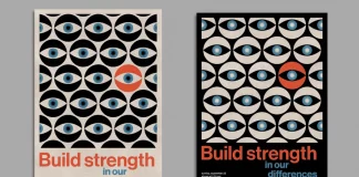 Postmodern Minimalist Poster Design Template with Geometric Eye Pattern