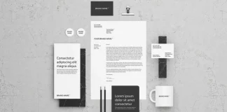 Simple Top View Stationery Photoshop Mockup