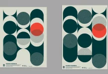 Trendy Vintage Poster Design Templates with Graphic Pattern