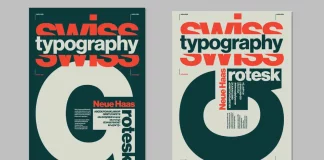 Typographic Swiss Graphic Design Poster Template with Bold Font Elements by Blackcatstudio